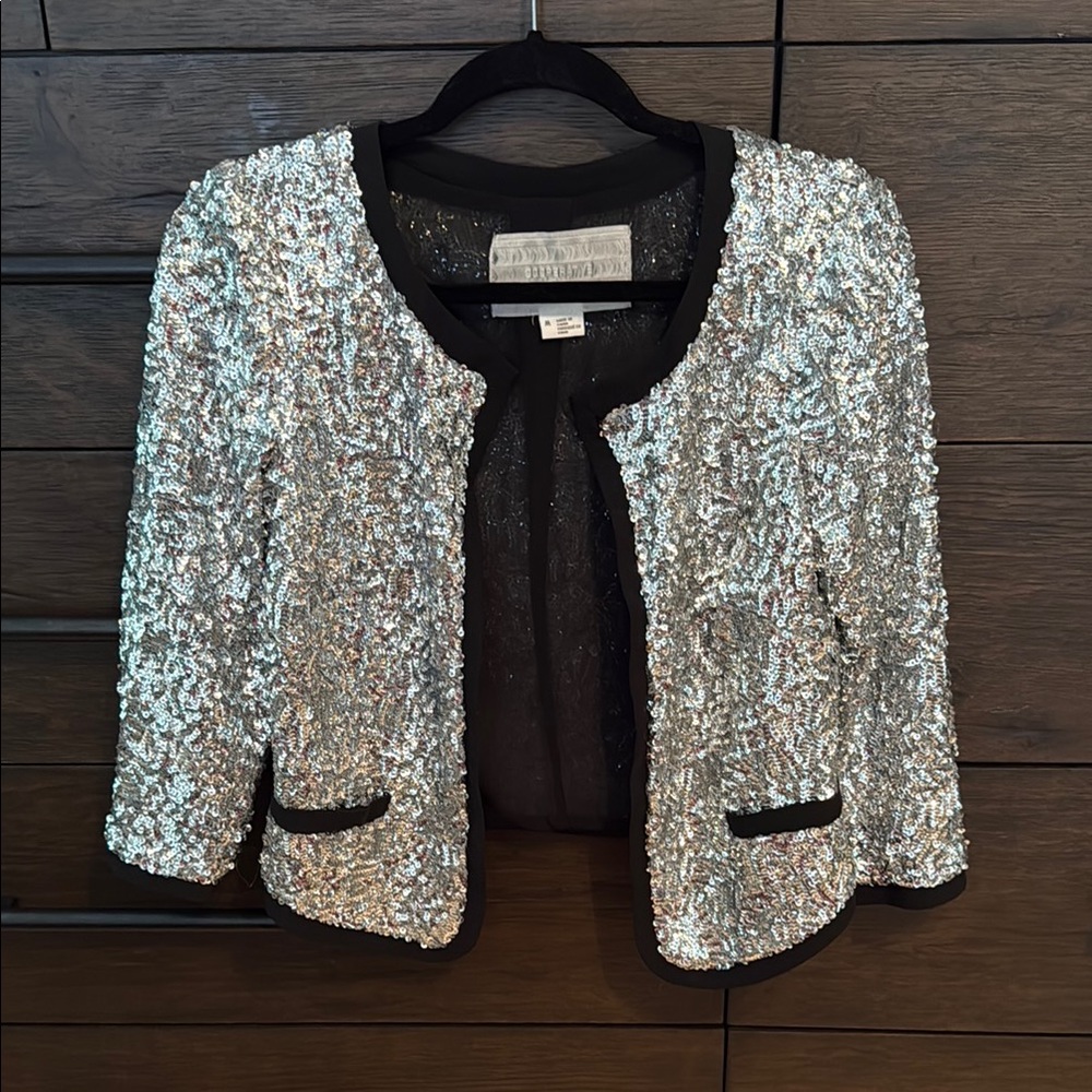Urban Outfitters Cooperative Cropped Sequin Silver Jacket